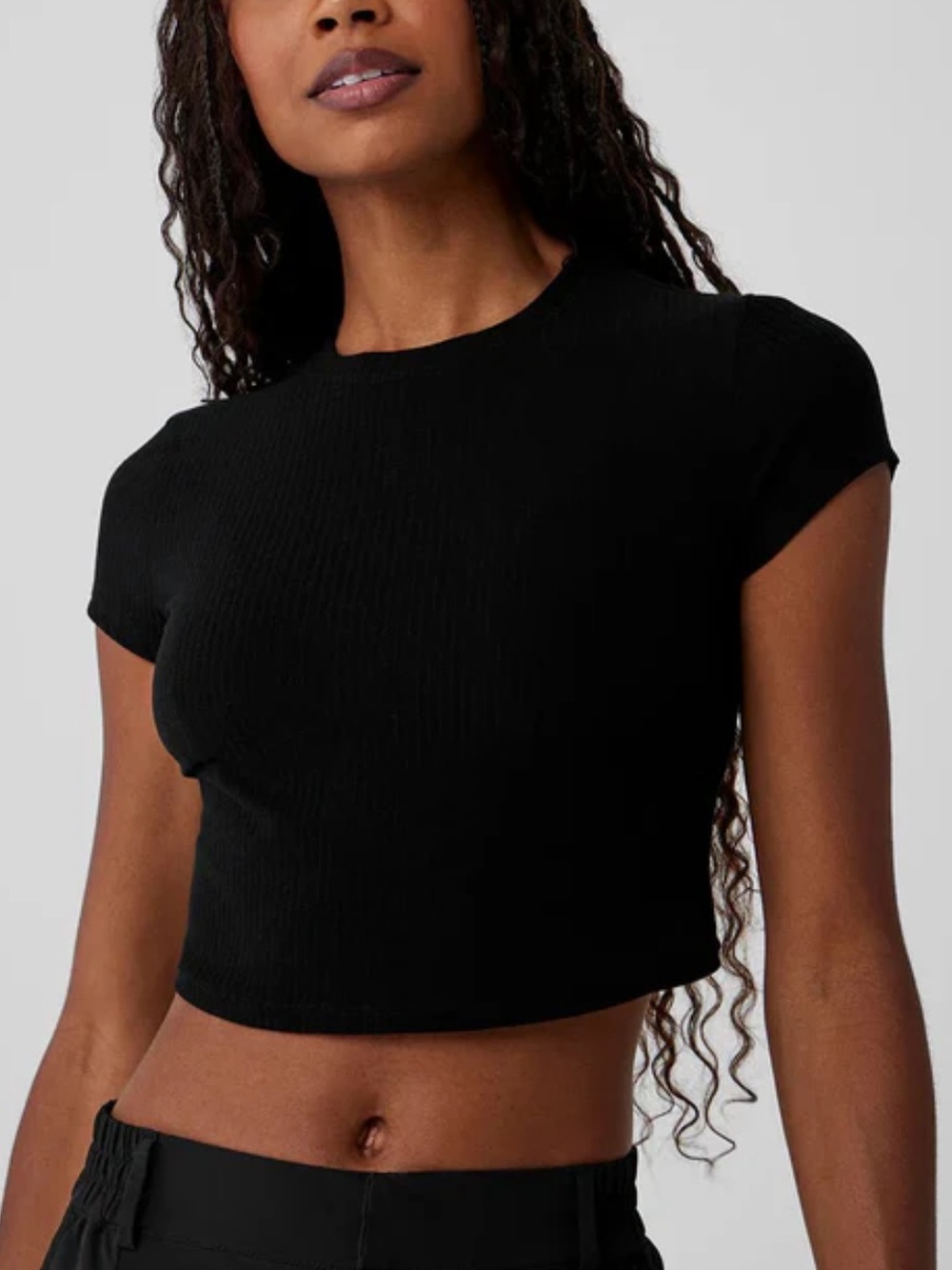 Alo Ribbed Sea Coast Cropped Short Sleeve
